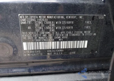 2021 Toyota Rav4 Hybrid Xle Premium z USA, uszkodzony, nr VIN 4T3B6RFV1MU024288